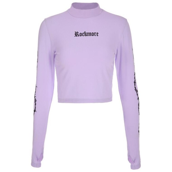 Rockmore stretchy long sleeve y2k crop top - Picture 7 of 8